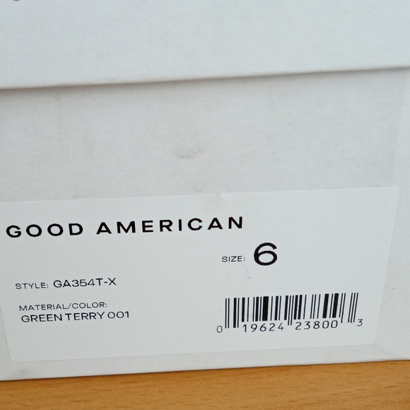 NIB Good American Square Toe Terry Slip-On High Heel Sandals in Green Sz. 6 - Picture 8 of 10